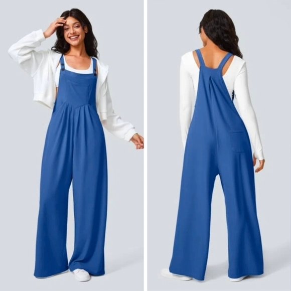HALARA Vibrant Blue Knit Wide Leg Jumpsuit. Size Small. EUC - Picture 7 of 11